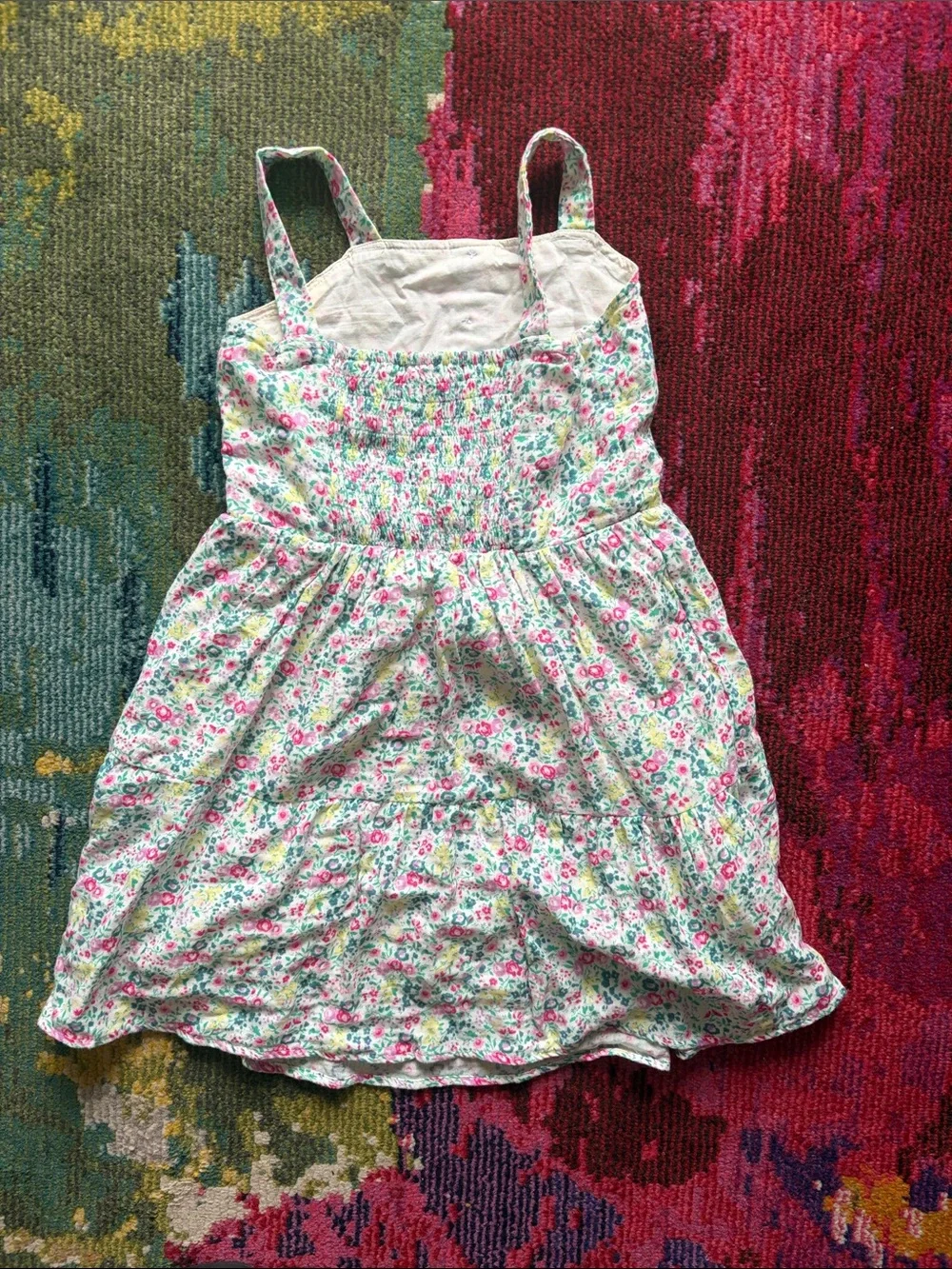 GAP Girls Pink & Mint Floral Tiered SundressLarge 10-12